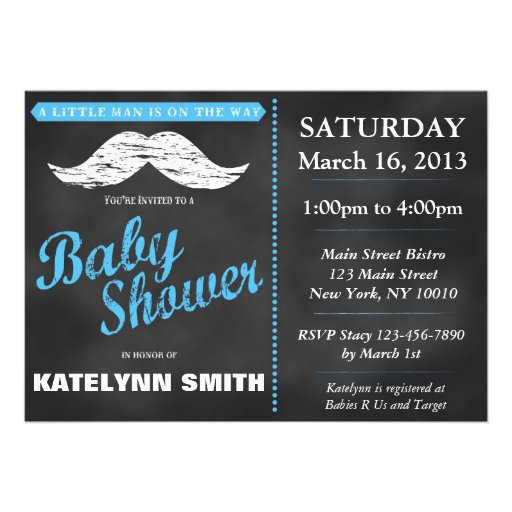 Little Man Mustache Baby Shower Invite