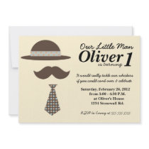 Little Man Mustache Bash Birthday Invitation