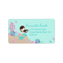 Little Mermaid Address Label Brunette