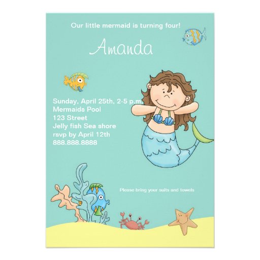 Little mermaid birthday invitation