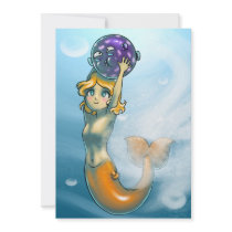 Little Mermaid & blowfish Custom Invitation
