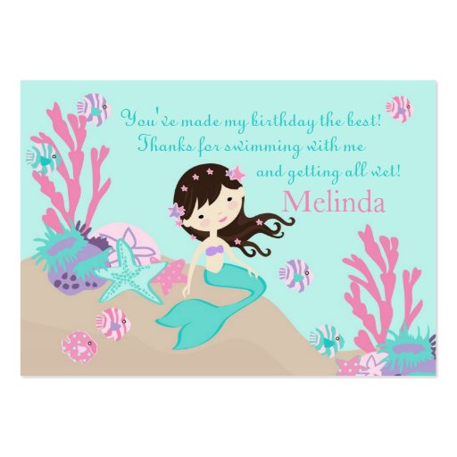 Little Mermaid Gift Tag L2 Brunette Business Cards (back side)