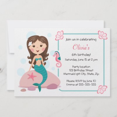 Little mermaid girl cute girly birthday invitation zazzle_invitation