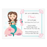 Little mermaid girl cute girly birthday invitation