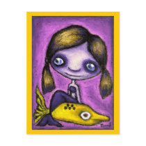 Little mermaid on a shark taxi postcards by tanyabond Little mermaid on a shark taxi postcards
