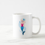 Little mermaid with mirror and wave illustration coffee mug