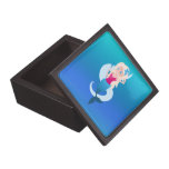 Little mermaid with mirror and wave illustration gift box