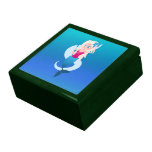 Little mermaid with mirror and wave illustration jewelry box