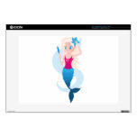 Little mermaid with mirror and wave illustration laptop decal