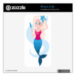 Little mermaid with mirror and wave illustration skins for the iPhone 4S