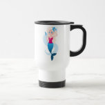 Little mermaid with mirror and wave illustration travel mug