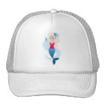 Little mermaid with mirror and wave illustration trucker hat