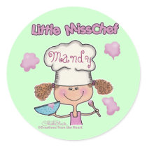 Little Miss Chef Personalize Round Stickers
