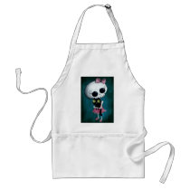 artsprojekt, skeleton, emo design, halloween, skull, emo, halloween girl, halloween gift, cute skeleton, skeleton girl, halloween design, horror, cute horror, halloween idea, cute skull, skeleton pin up, halloween pin up, cute, goth, halloween present, goth gift, goth present, emo present, emo gift, skeleton gift, skeleton present, Apron with custom graphic design