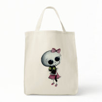 artsprojekt, cartoon skull, cartoon halloween, lady death, miss death, cartoon death, cute skull, emo, cartoon, trick or treat, cute halloween, emo design, kawaii skull, cartoon horror, illustration horror, horror, lady death picture, cute halloween picture, Bag with custom graphic design
