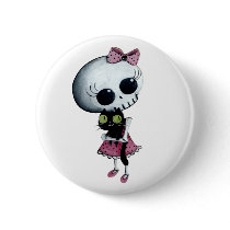 artsprojekt, cartoon skull, cartoon halloween, lady death, miss death, cartoon death, cute skull, emo, cartoon, trick or treat, cute halloween, emo design, kawaii skull, cartoon horror, illustration horror, horror, lady death picture, cute halloween picture, Button with custom graphic design