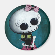 Little Miss Death - Hallowen Beauty Fridge Magnets