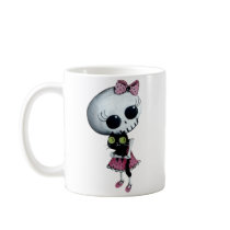 artsprojekt, cartoon skull, cartoon halloween, lady death, miss death, cartoon death, cute skull, emo, cartoon, trick or treat, cute halloween, emo design, kawaii skull, cartoon horror, illustration horror, horror, lady death picture, cute halloween picture, Mug with custom graphic design