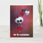 Little Miss Death Valentine - custom txt - Greeting Cards