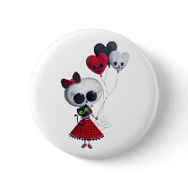 artsprojekt, horror, skeleton, cute skeleton, skull, cute skull, valentine, valentine's day, halloween, cute halloween, creepy valentine's day, emo, emo illustration, emo design, emo valentine's day, goth, goth illustration, romantic design, anti valentine's day, Button with custom graphic design