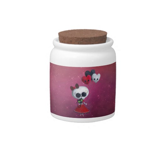Little Miss Death Valentine Girl Candy Jar