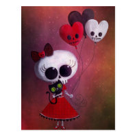 Little Miss Death Valentine Girl Postcard