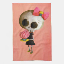 Little Miss Death with Cupcake Hand Towel