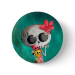 Little Miss Death with Halloween Ice Cream Pinback Buttons