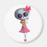 Little Miss Death with Halloween Ice Cream Refrigerator Magnets