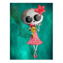 artsprojekt, halloween, emo gift, halloween girl, skull, ice cream, halloween gift, cute halloween, skeleton, cute skeleton, halloween illustration, halloween idea, trick or treat, halloween design, skeleton pin up, halloween pin up, skeleton girl, halloween ice cream, halloween present, emo present, skeleton present, skeleton gift, Postcard with custom graphic design