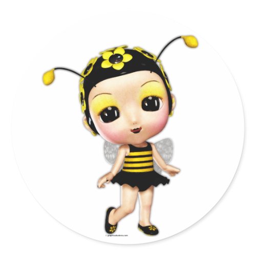 Little Miss Lady Bumblebee Round Stickers