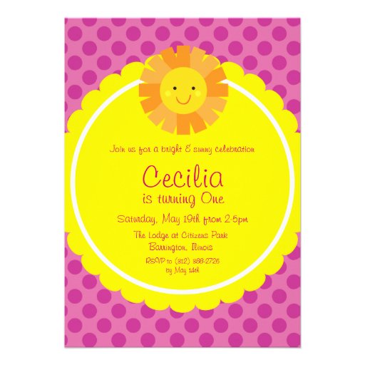 Little Miss Sunshine Sun Invitation Polka Dot