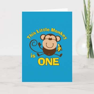 Little Monkey 1st Birthday Boy Card by pinkinkart