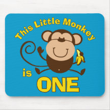 Little Monkey 1st Birthday Boy Mousepad