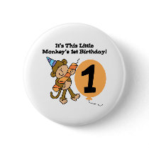 Little Monkey 1st Birthday Button