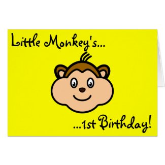 Little Monkey 1st Birthday Card