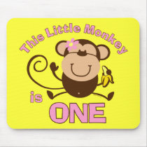 Little Monkey 1st Birthday Girl Mousepad
