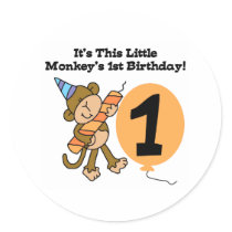 Little Monkey 1st Birthday stickers