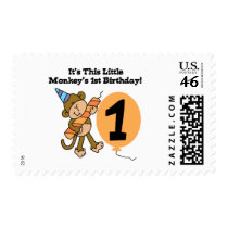 Little Monkey 1st Birthday Tshirts and Gifts Postage Stamp