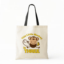 Little Monkey 3rd Birthday Boy Canvas Bag