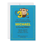 Little Monkey 3rd Birthday Boy Custom Invitations