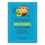 Little Monkey 3rd Birthday Boy Custom Invitations