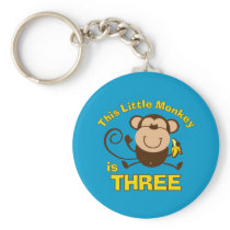 Little Monkey 3rd Birthday Boy Key Chains