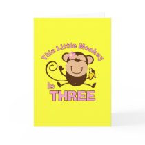 Little Monkey 3rd Birthday Girl Greeting Cards