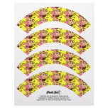 Little Monkey 3rd Birthday Girl Cupcake Wrappers Letterhead Design