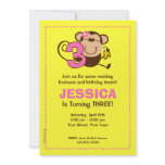Little Monkey 3rd Birthday Girl Custom Invitations