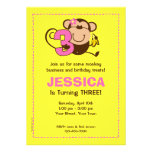 Little Monkey 3rd Birthday Girl Custom Invitations