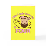 Little Monkey 4th Birthday Girl Cards