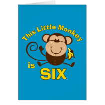 Little Monkey 6th Birhday Boy Card
