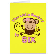 Little Monkey 6th Birthday Girl Cards
